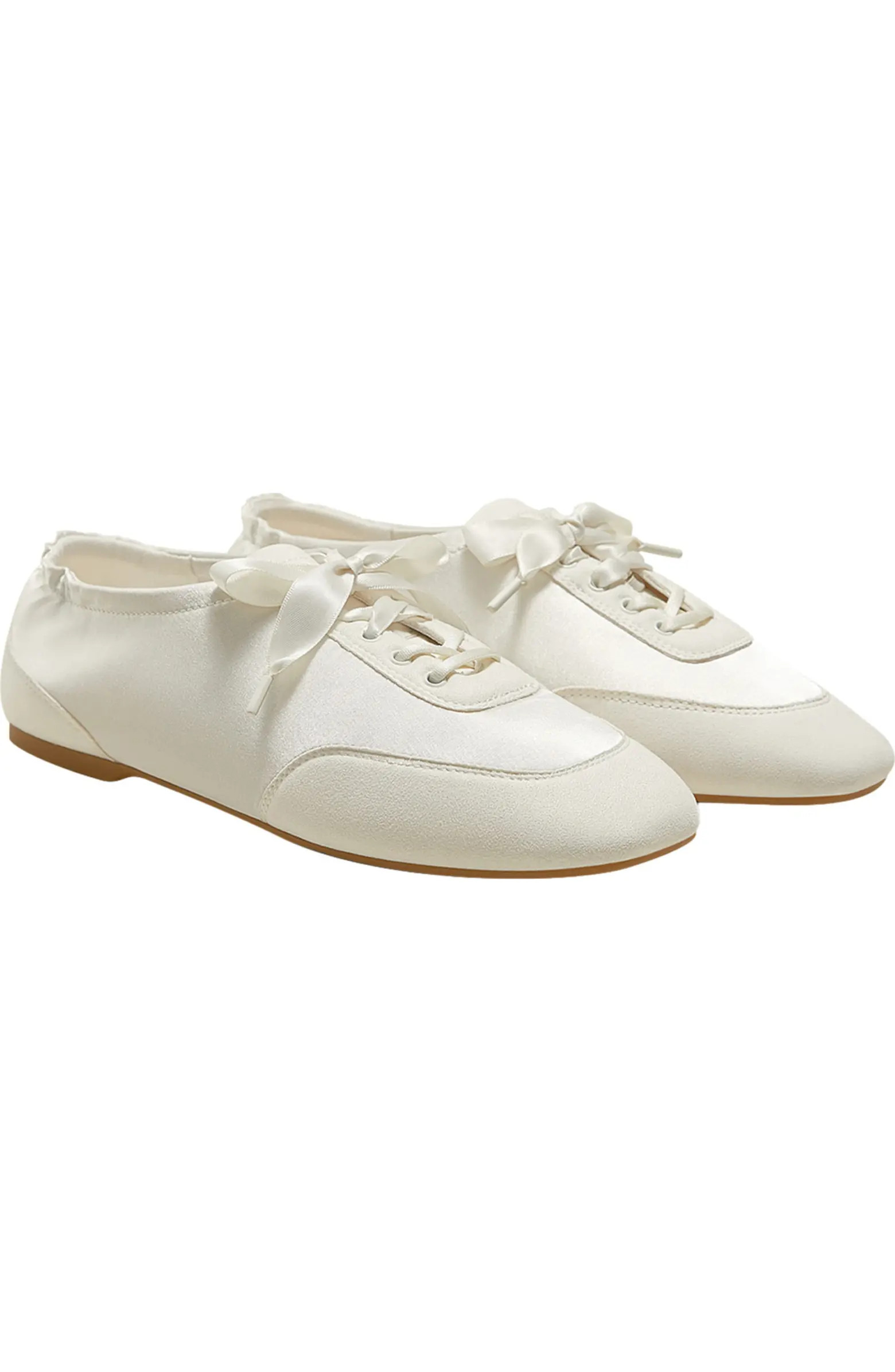 Square-Toe Lace-Up Satin Sneakerina | Nordstrom