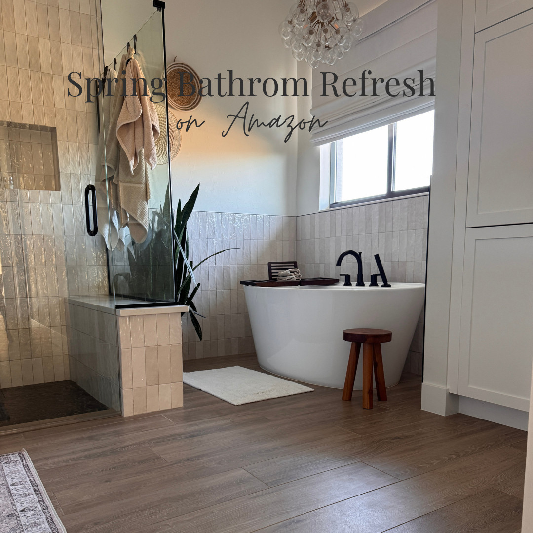 Finally refreshed our Master Bathroom for Spring - these little details really made it feel like a spa. The biggest surprise of the Amazon Haul was this $20 Runner! It's SO soft, washable, and the print is a great quality. I ordered it in a 2x5 and it fits perfectly in front of our sinks, and allows space for the shower door to swing out.

Since our shower is so exposed these soap bottles really made the space feel more cohesvie, I purchased the white set for myself, and the black for my husbands. 

I use my tub almost every night, and I was waiting until I found the perfect tub tray, this one marked off all my wishes. It comes fully assembled, in a dark color, and expands so I didn't have to worry about the length. 

Shop now to refresh your space this weekend!  

 