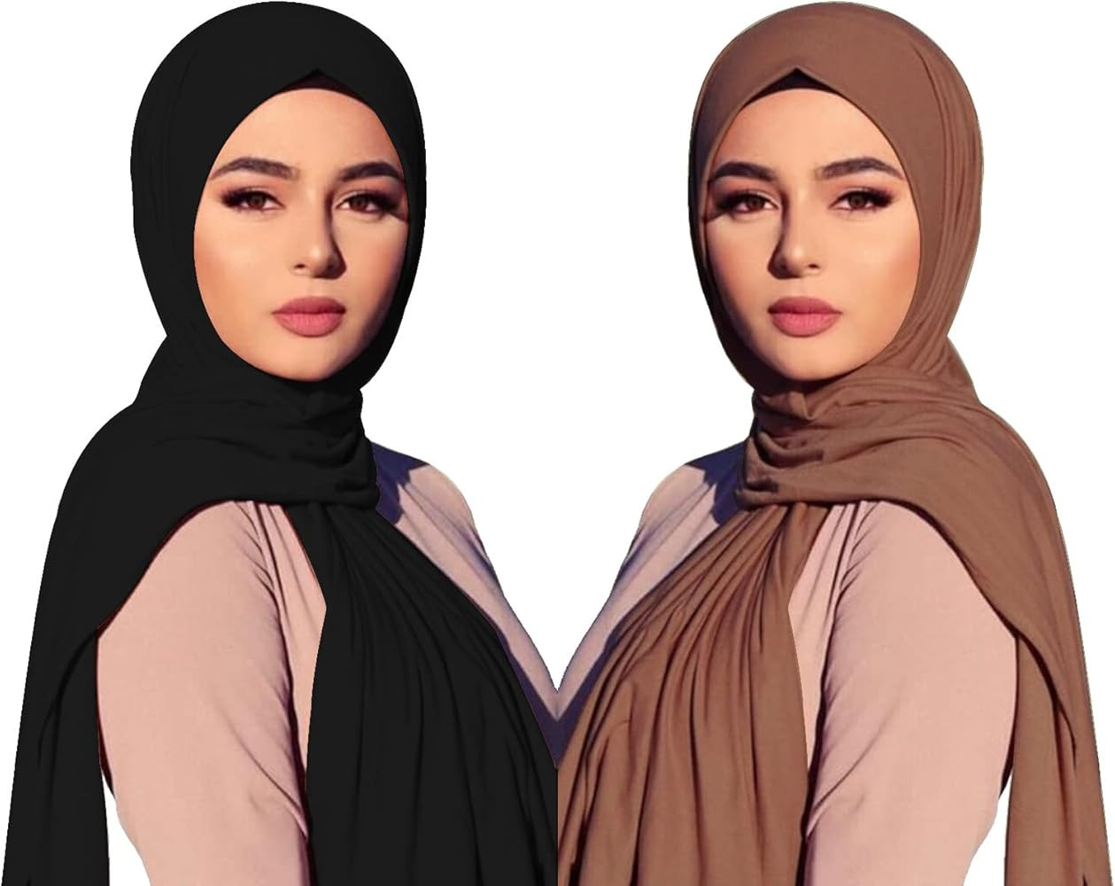 2PCS Solid Color Jersey Hijab Lightweight Soft Muslim Head Scarf Long Scarf Wrap Scarves for Wome... | Amazon (US)