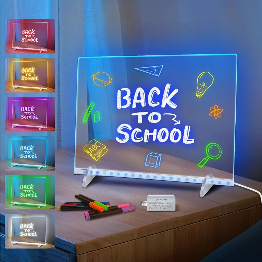 LED Note Board with 7 Colors, Includes Adapter, 13"x10" Led Drawing Board for Kids, Light Up Dry ... | Amazon (US)