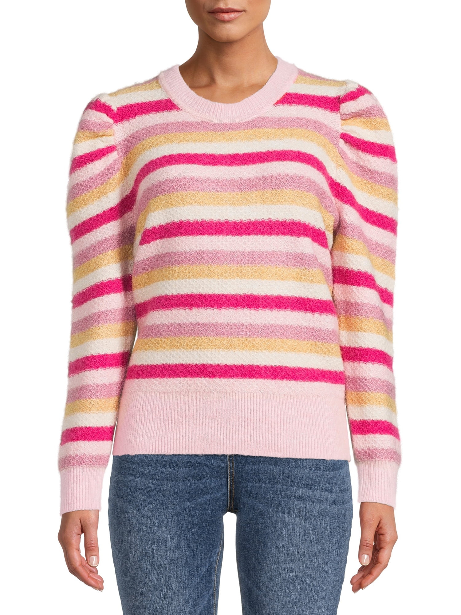 Time and Tru Women's Puff Sleeve Sweater, Midweight - Walmart.com | Walmart (US)