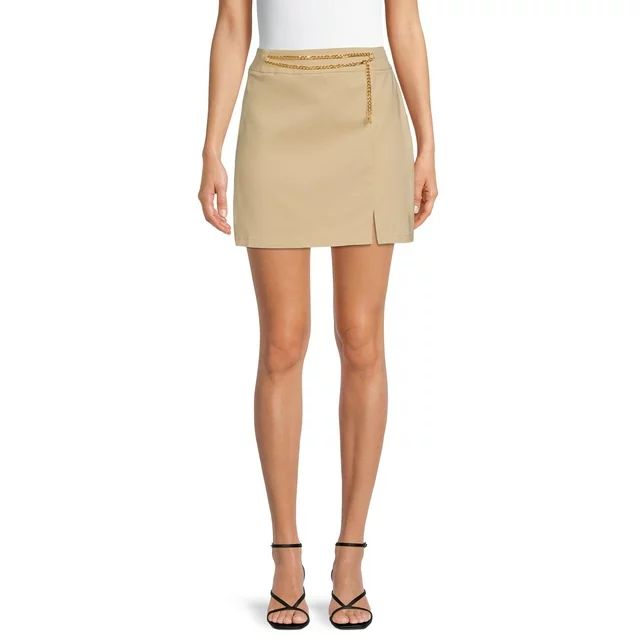 Madden NYC Juniors Slit Mini Skirt with Removable Chain Accent | Walmart (US)