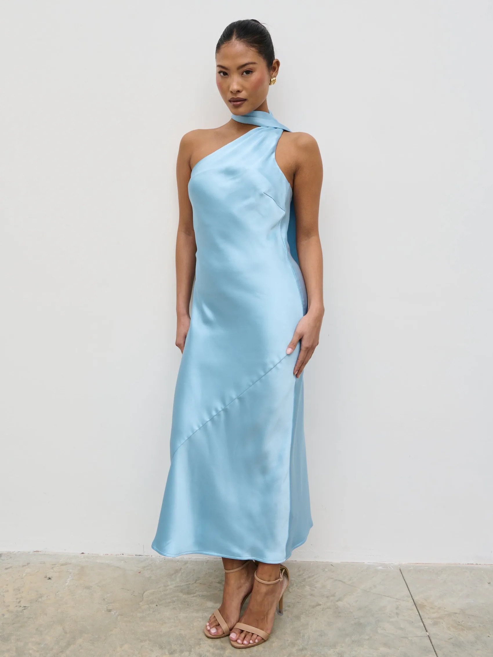 Sheree One Shoulder Scarf Midaxi Dress | Pretty Lavish (UK)