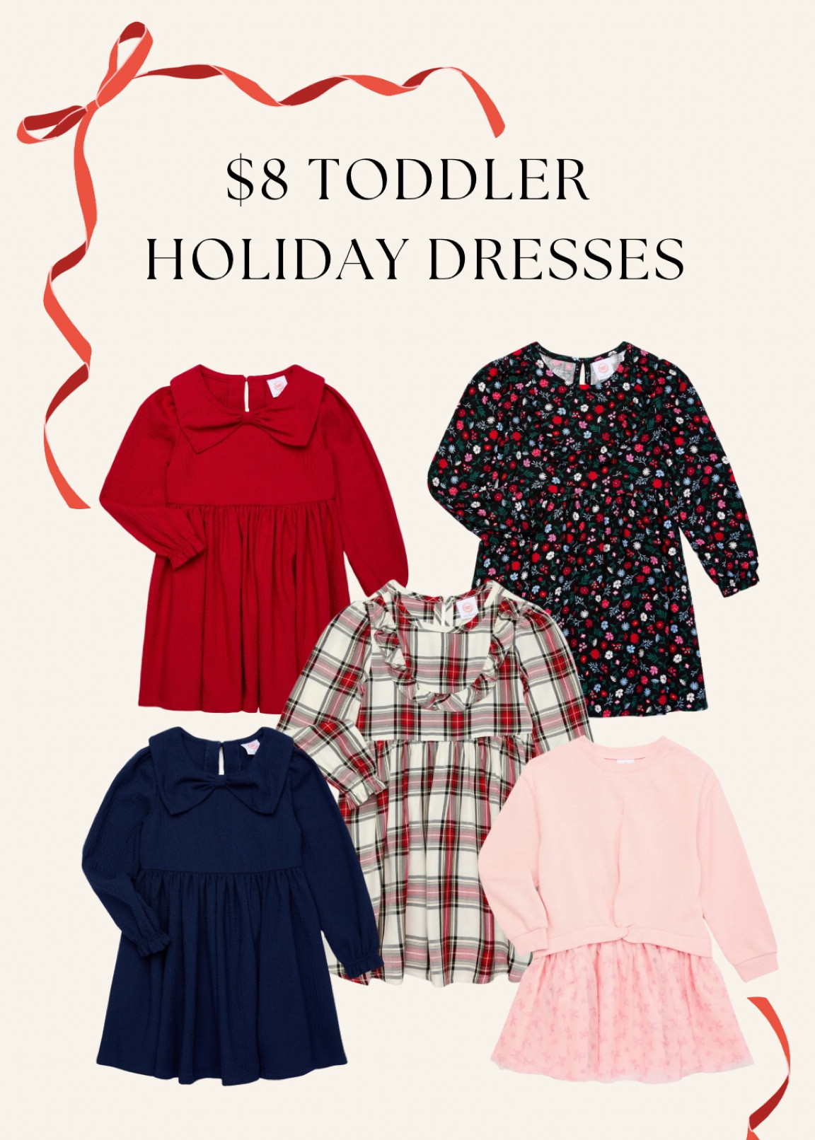 $8 toddler girl holiday dresses from Walmart! Perfect for Christmas pictures or meeting Santa 😍 Christmas toddler outfit, toddler Christmas dress 

#LTKSeasonal #LTKKids #LTKHoliday