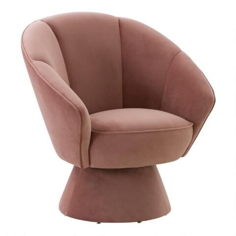 Joni Velvet Channel Tufted Upholstered Swivel Chair | World Market