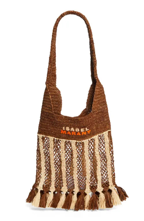 Isabel Marant Small Praia Fringe Raffia Tote in Natural/brown at Nordstrom | Nordstrom