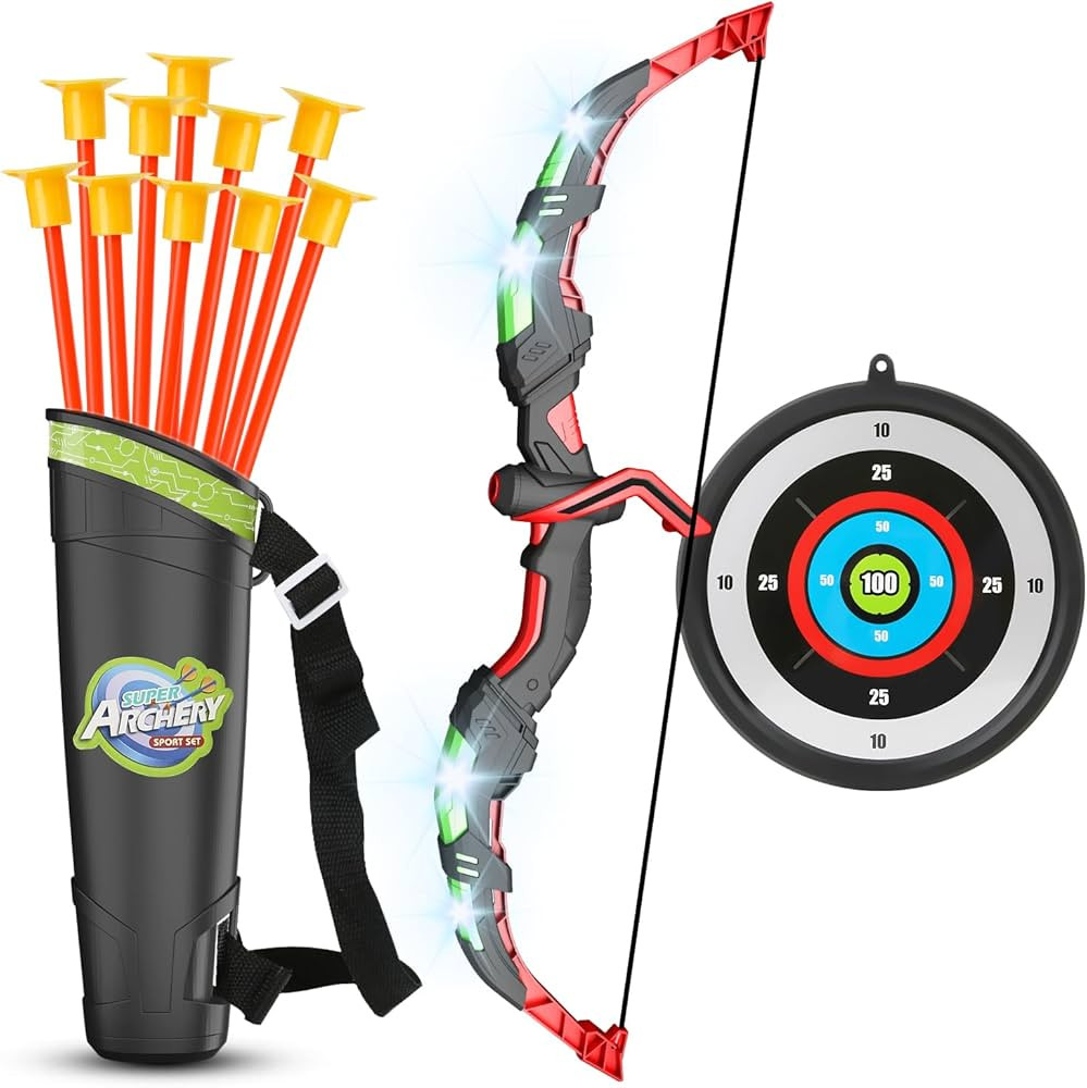 YANLLY Kids Bow and Arrow Set, LED Light Up Archery Toys Set for Kids Ages 4-8 8-12, with 10 Suct... | Amazon (US)