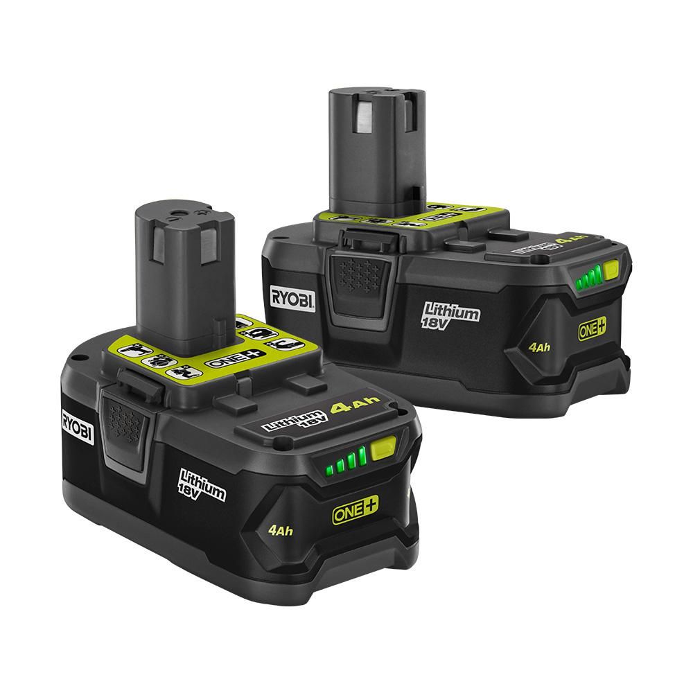RYOBI 18-Volt ONE+ 4.0 Ah Lithium-Ion Battery (2-Pack)-P145 - The Home Depot | The Home Depot