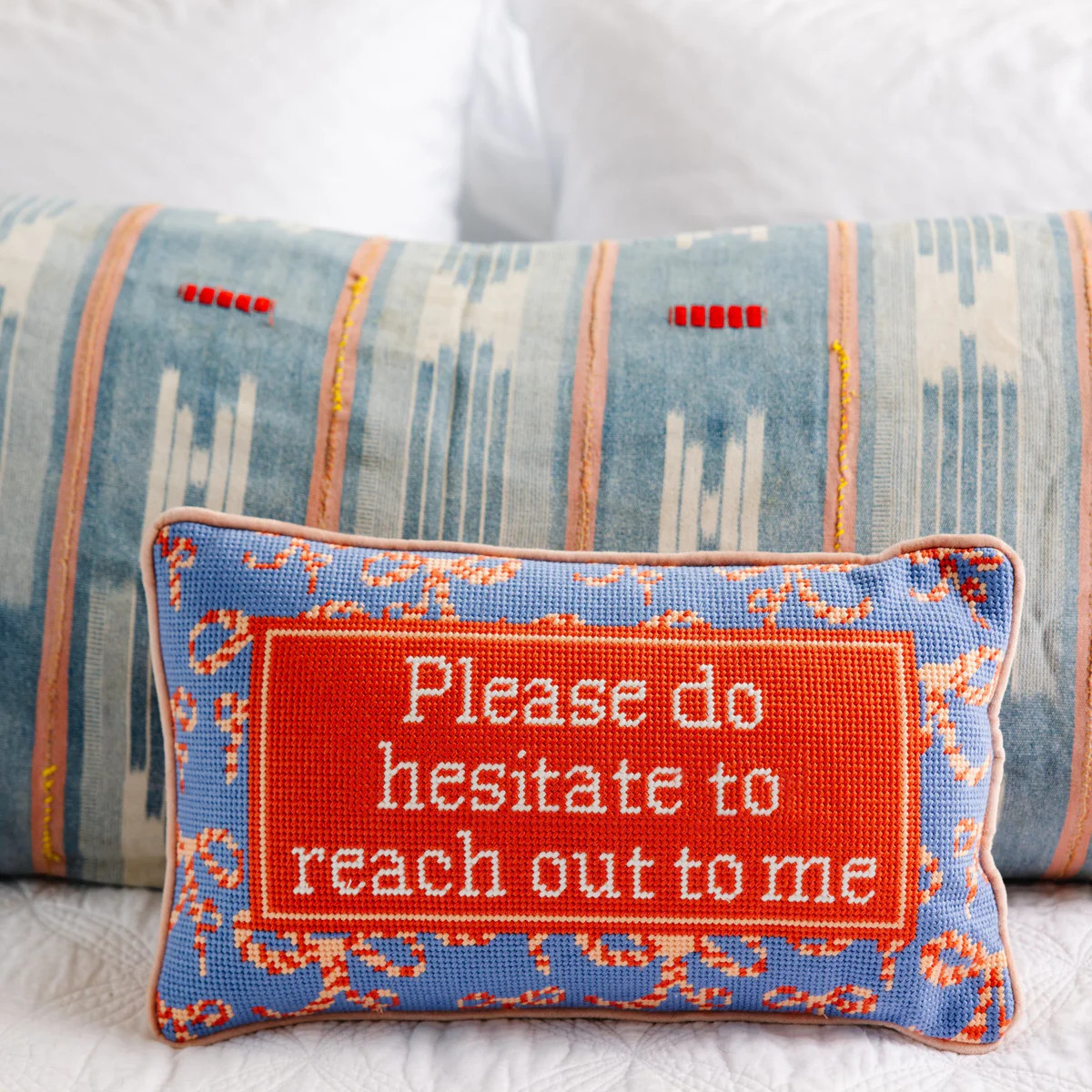 Furbish Studio - Hesitate To Reach Out Needlepoint Pillow | Furbish Studio