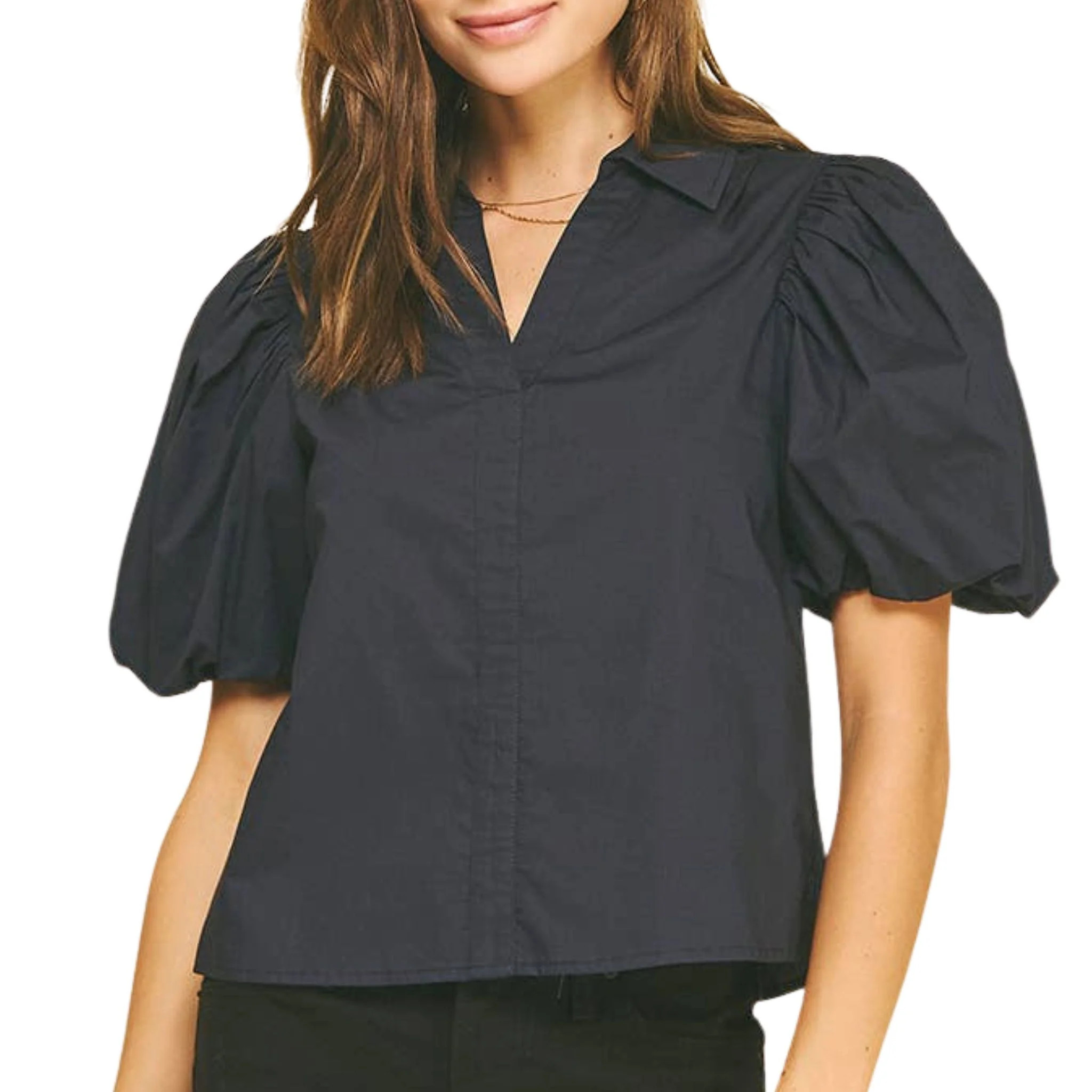 Bubble Sleeve Blouse Top | Christina Greene LLC
