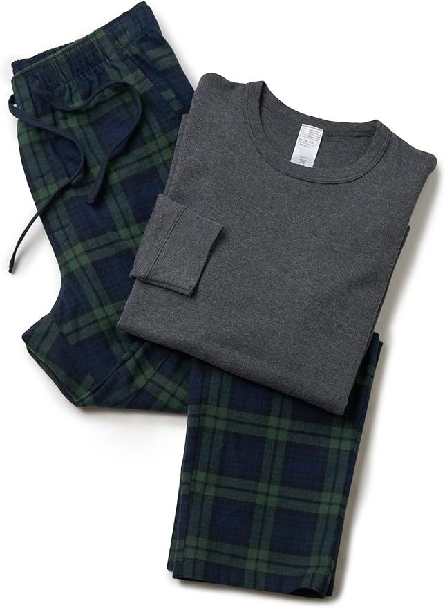 LAPASA Men's Pajama Set 100% Cotton Flannel Top Long Sleeve & Bottom Pants Plaid Sleepwear PJ Sle... | Amazon (US)