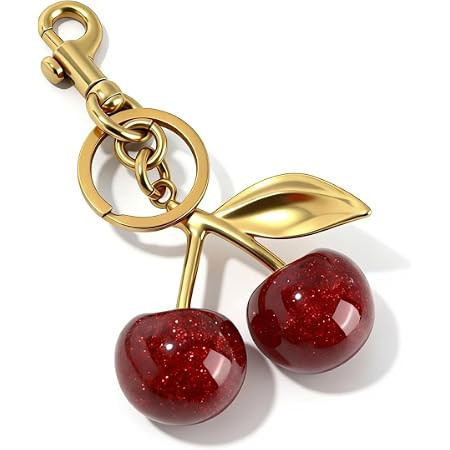 YDF Cherry Keychain Cute Bag Charm Women Leather Keyring Car Keys Gift Mother's Day Birthday Vale... | Amazon (US)