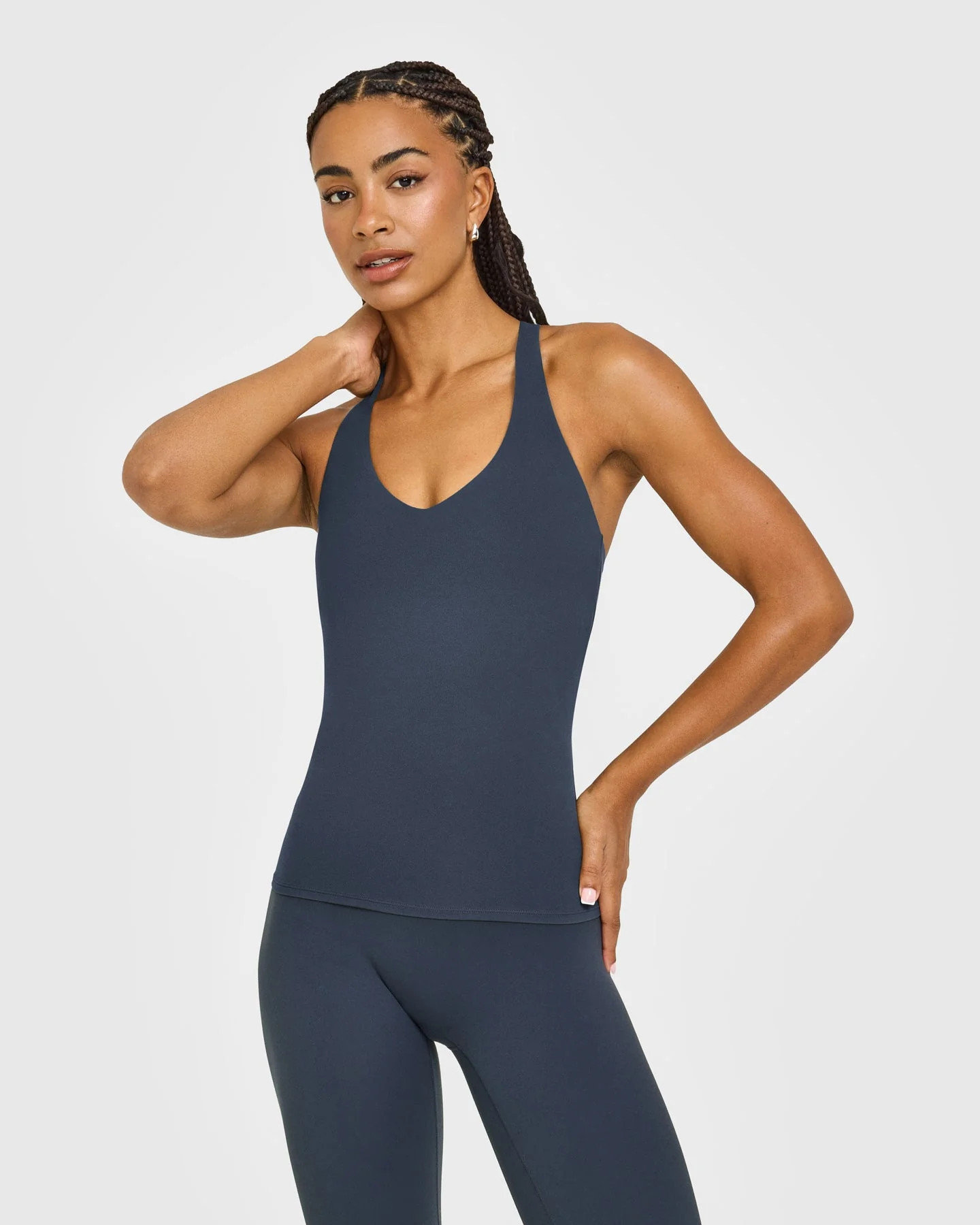 SoftMotion™ Racer Back Vest with Built in Bra Shelf with White Logo 
 True Blue | Oner Active (UK / US)