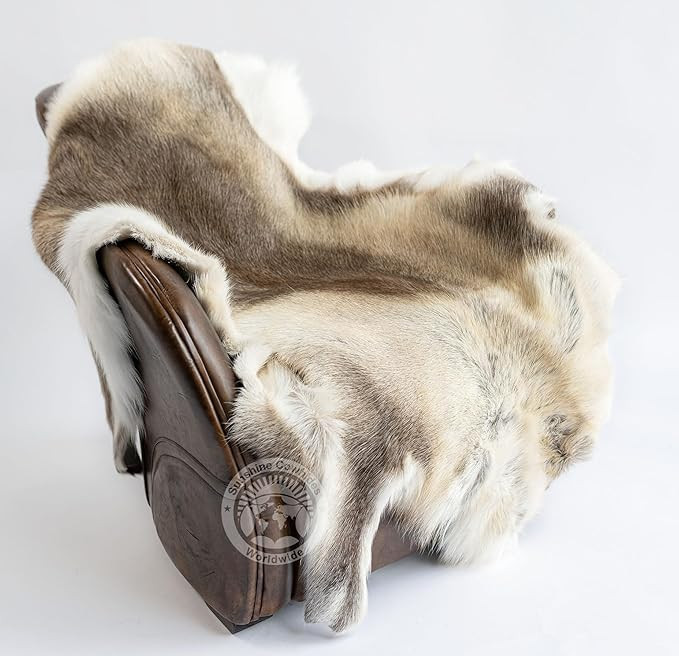 Sunshine Cowhides 100% Genuine Nordic Reindeer Hide Rug - Greyish Animal Skin Rugs for Bedroom, L... | Amazon (US)