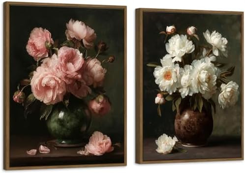 Dark Floral Vintage Peony Wall Art Botanical Canvas Flower Academia Print For Bedroom Living Room... | Amazon (US)