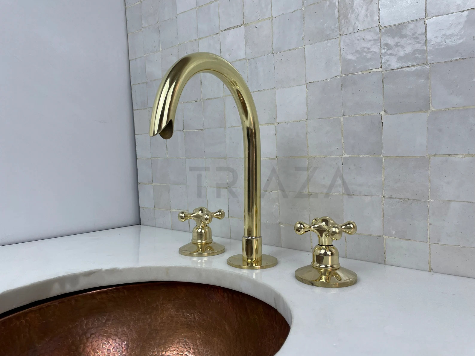 Brass Vanity Faucet, Unlacquered Brass Bathroom Faucet, Double Handle Vanity Sink Faucet - Etsy | Etsy (US)