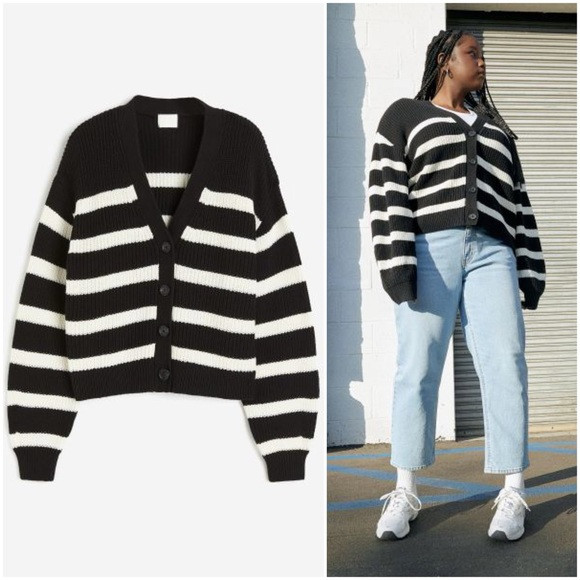 Black/White Striped Cardigan (XS, S) | Poshmark
