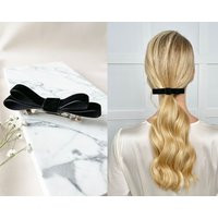 Classic Black Bow Clip, Velvet Ribbon Barrette Dark Academia, Minimalist & Stylish Hair Accessories | Etsy (US)