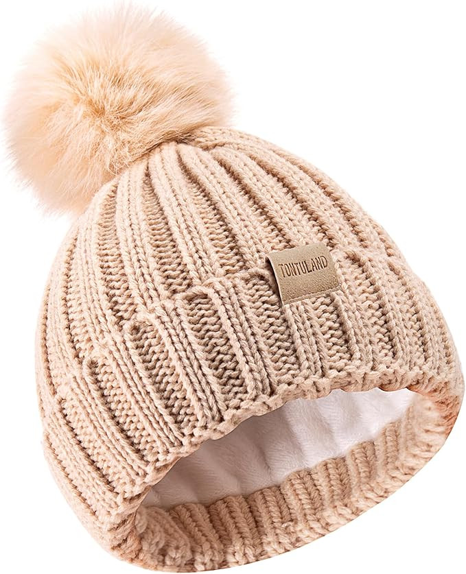 Children's Winter Warm Pompom Hat Fleece Lined Knit Beanie for Kids Aged 3-9, Perfect for Boys an... | Amazon (US)