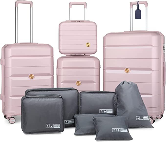 Somago Luggage Sets 3 Piece Spinner Hardside PP Suitcase with TSA Lock 4 Piece Set with 6 Set Pac... | Amazon (US)