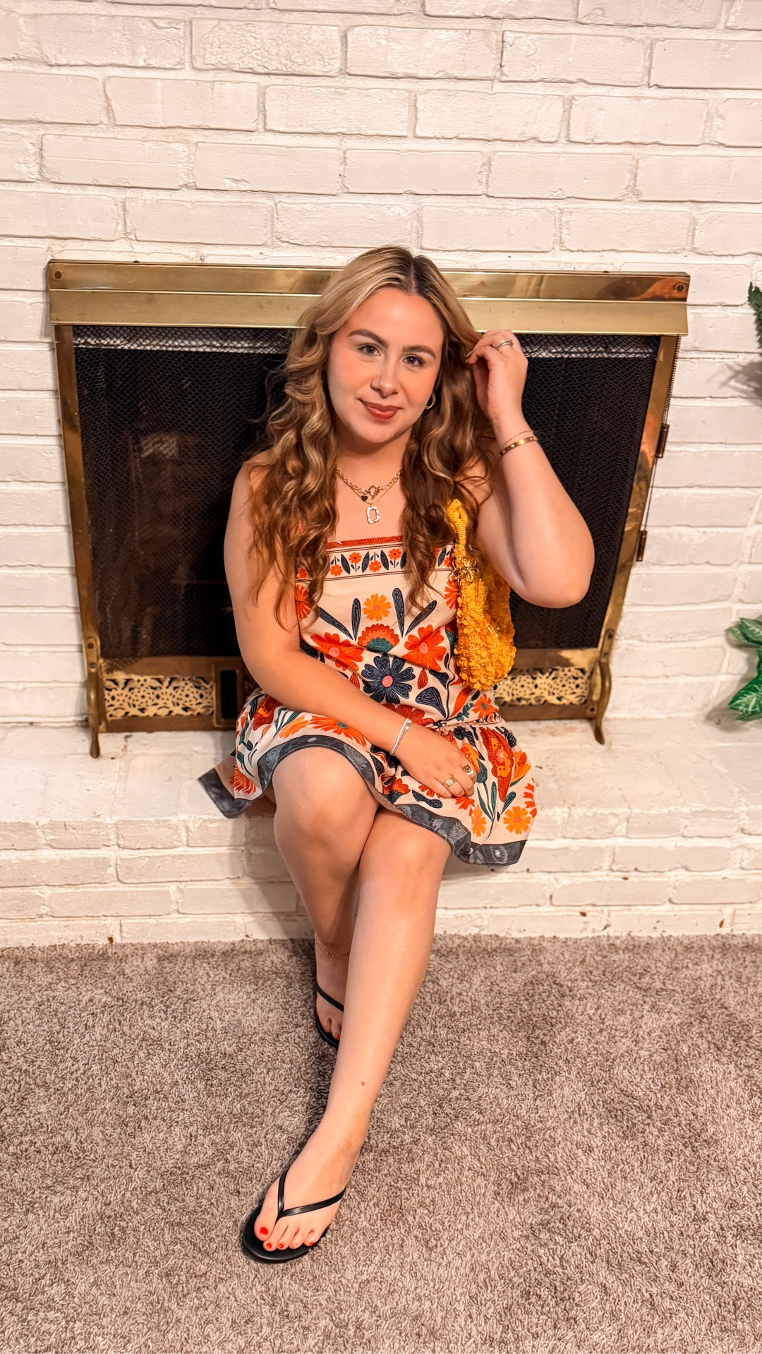 Wearing a medium! It had adjustable straps so it’s perfect for bigger chest girlies & smaller chest girlies like me. 
The length is perfect, and it fits flowy but not too much. I love the sandals I paired it with, they are my go to this summer and super affordable. 

The necklace I’m wearing is a mixture of me & Target 🤭 I will link the original 

#LTKMidsize #LTKSeasonal #LTKPetite