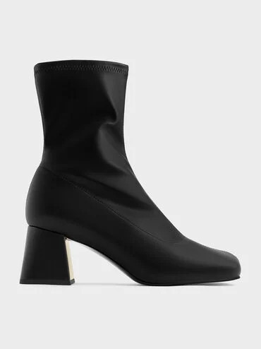 Black Jully Metallic Trapeze Heel Ankle Boots | CHARLES & KEITH UK | Charles & Keith UK