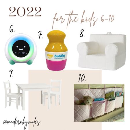 Favorite category! And final list for 2022 - best 10 for kids!

Nighttime clock, amazon finds, pottery barn kids, book caddy, play table, sunscreen applicator 

#LTKkids #LTKbaby #LTKfamily