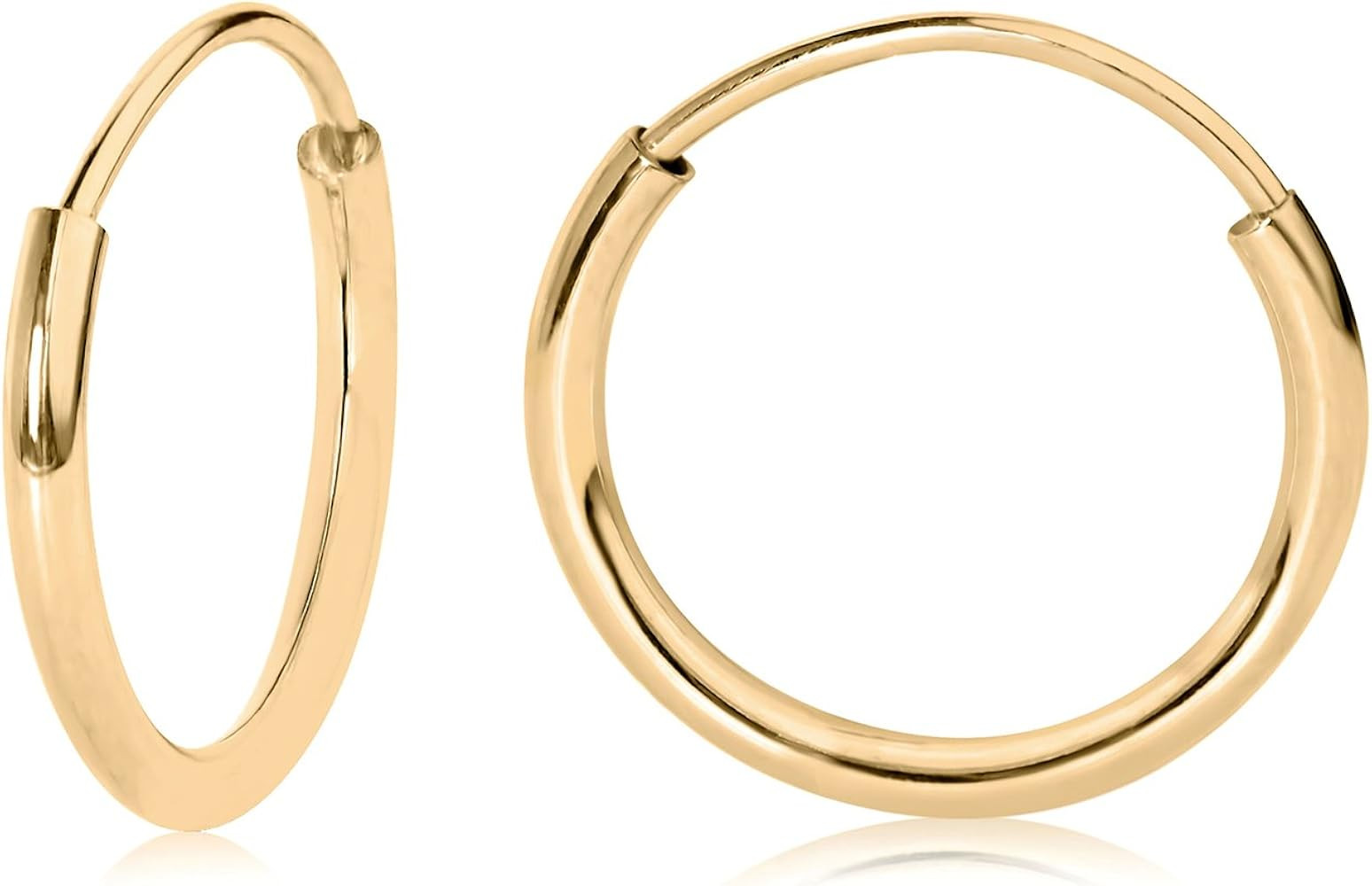 Olivia's Collection 14k White or Yellow Gold Lightweight Endless Hoop Earrings (10-20mm) True 1.0... | Amazon (US)