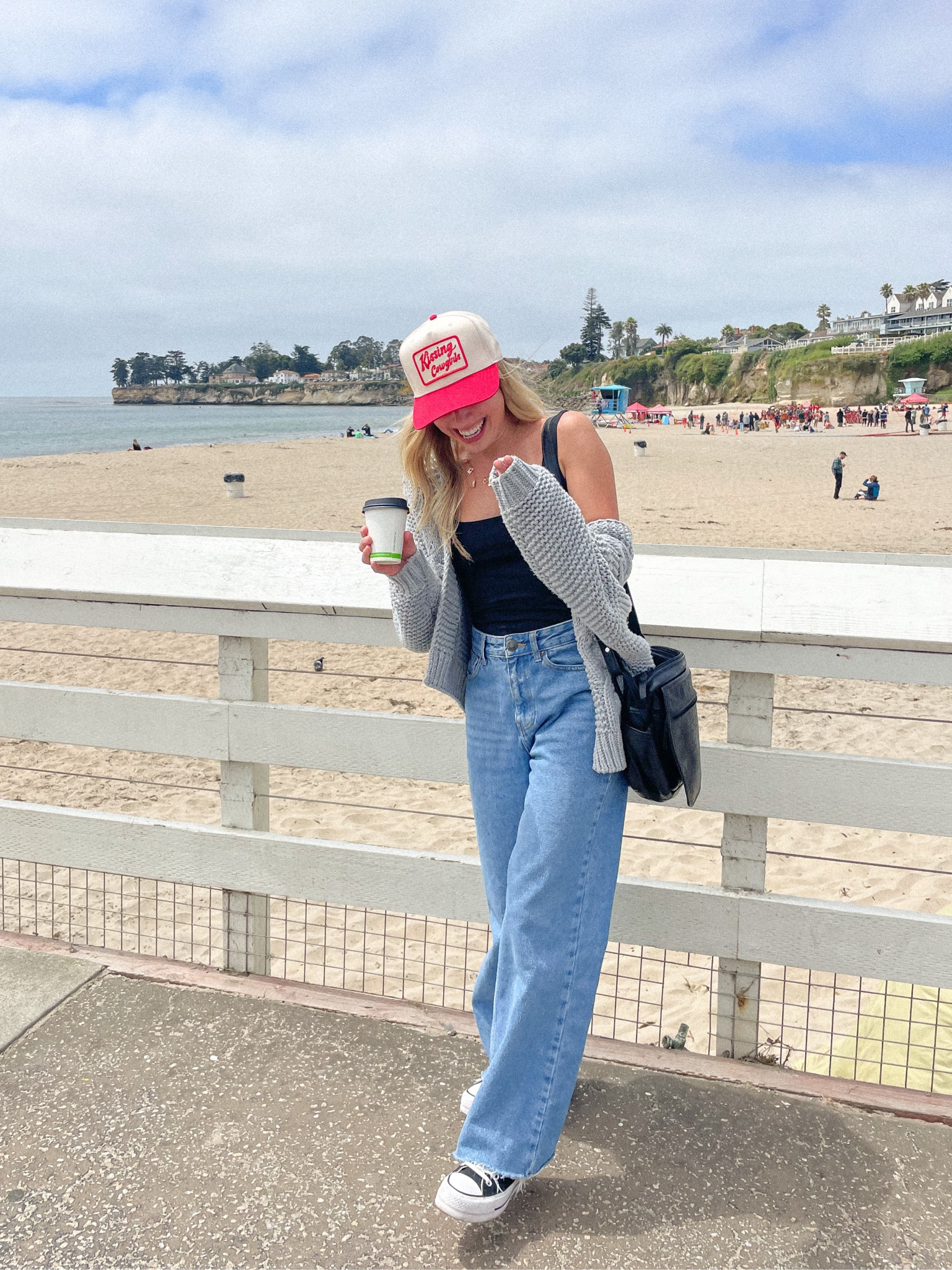 Cloudy beach days with my love and an oat milk cappuccino in hand >>> ❤️‍🔥

This exact hat is from a small queer owned business called Kissing Cowboys (kissingcowgirls.com)!!! 

#LTKFindsUnder100 #LTKSeasonal #LTKFindsUnder50