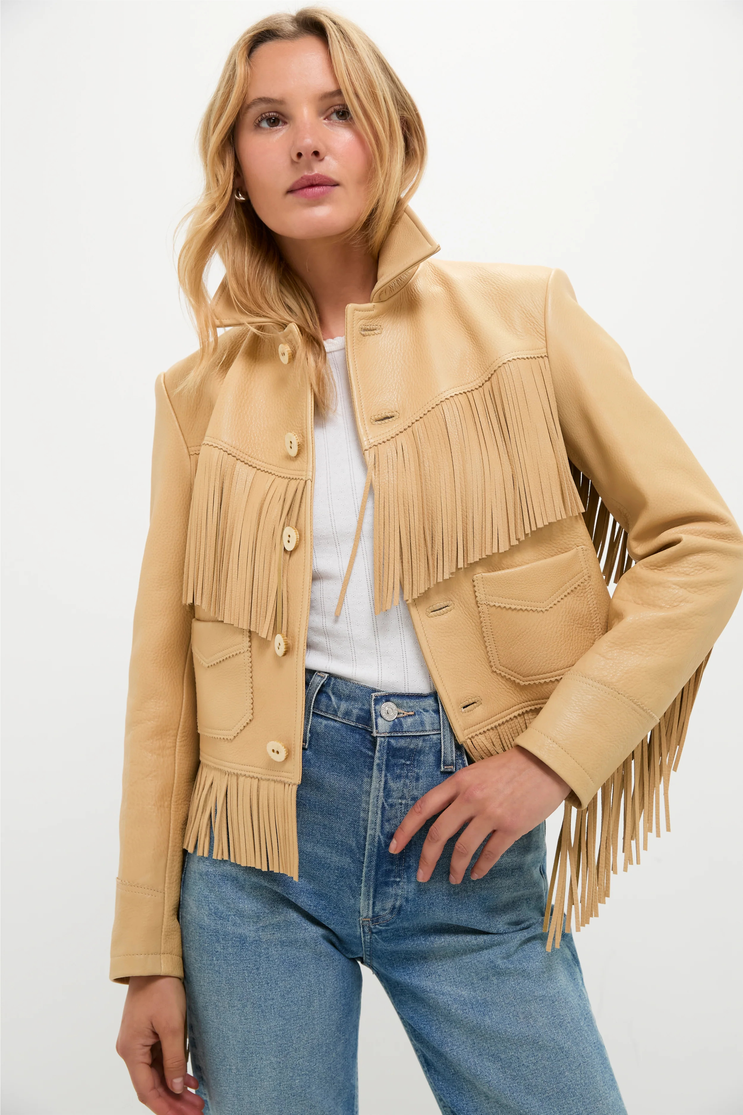 Tan Deerskin Fringe Jacket | Tuckernuck (US)
