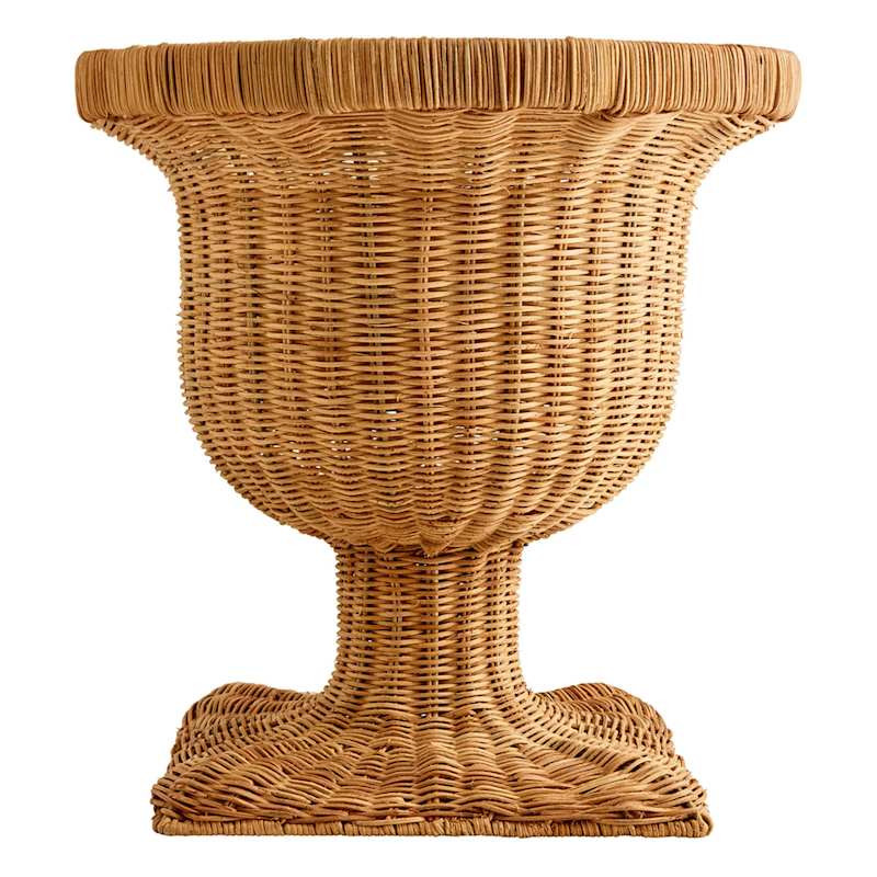 Natural Rattan Urn on Pedestal, 18" | At Home