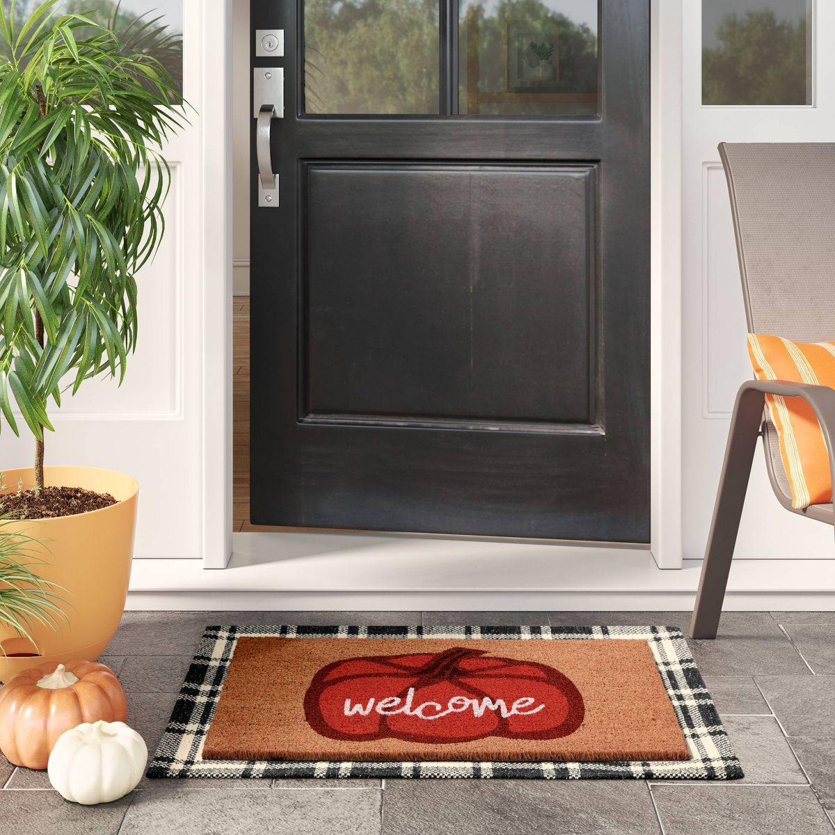 1'6"x2'6" 'Welcome' Pumpkin Harvest Doormat Dark Orange - Room Essentials™ | Target