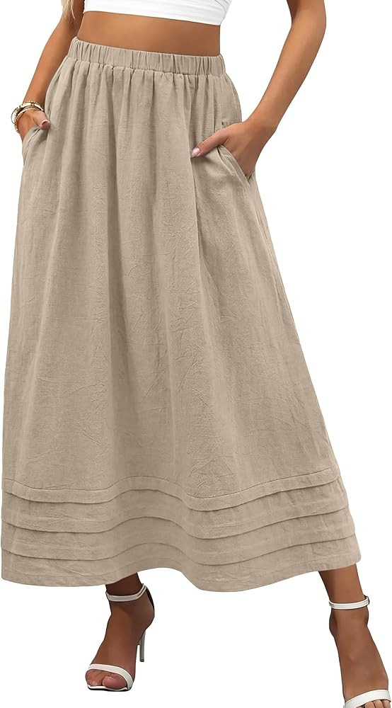 ANRABESS Womens Maxi Skirt 2026 Summer Boho Flowy Tiered Casual Elastic High Waisted Swing A-line... | Amazon (US)