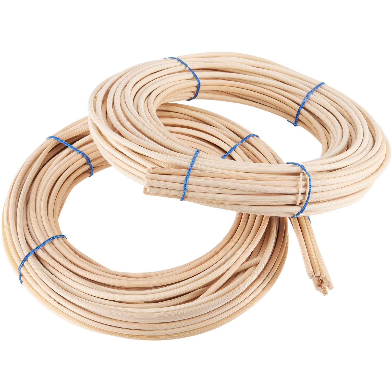 FAATCOI 2 Pack 0.2 Inch 65 Feet Round Reed Spline, Chair Cane for DIY Craft Rattan Cane Webbing Bask | Amazon (US)