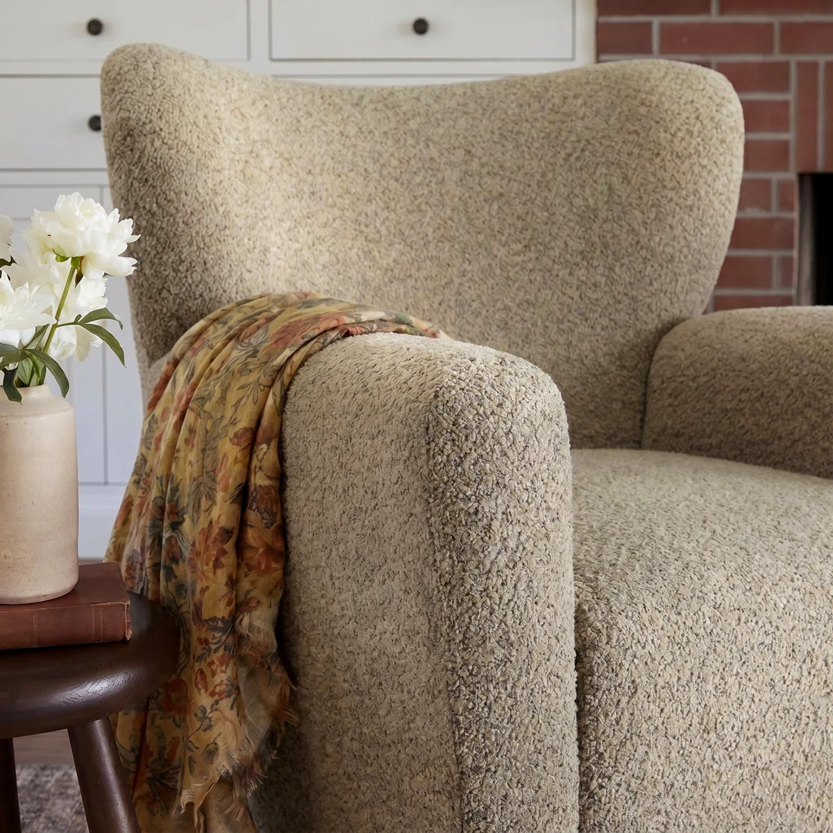 Alonzo Upholstered Club Chair with Round Wooden Legs | Wayfair North America