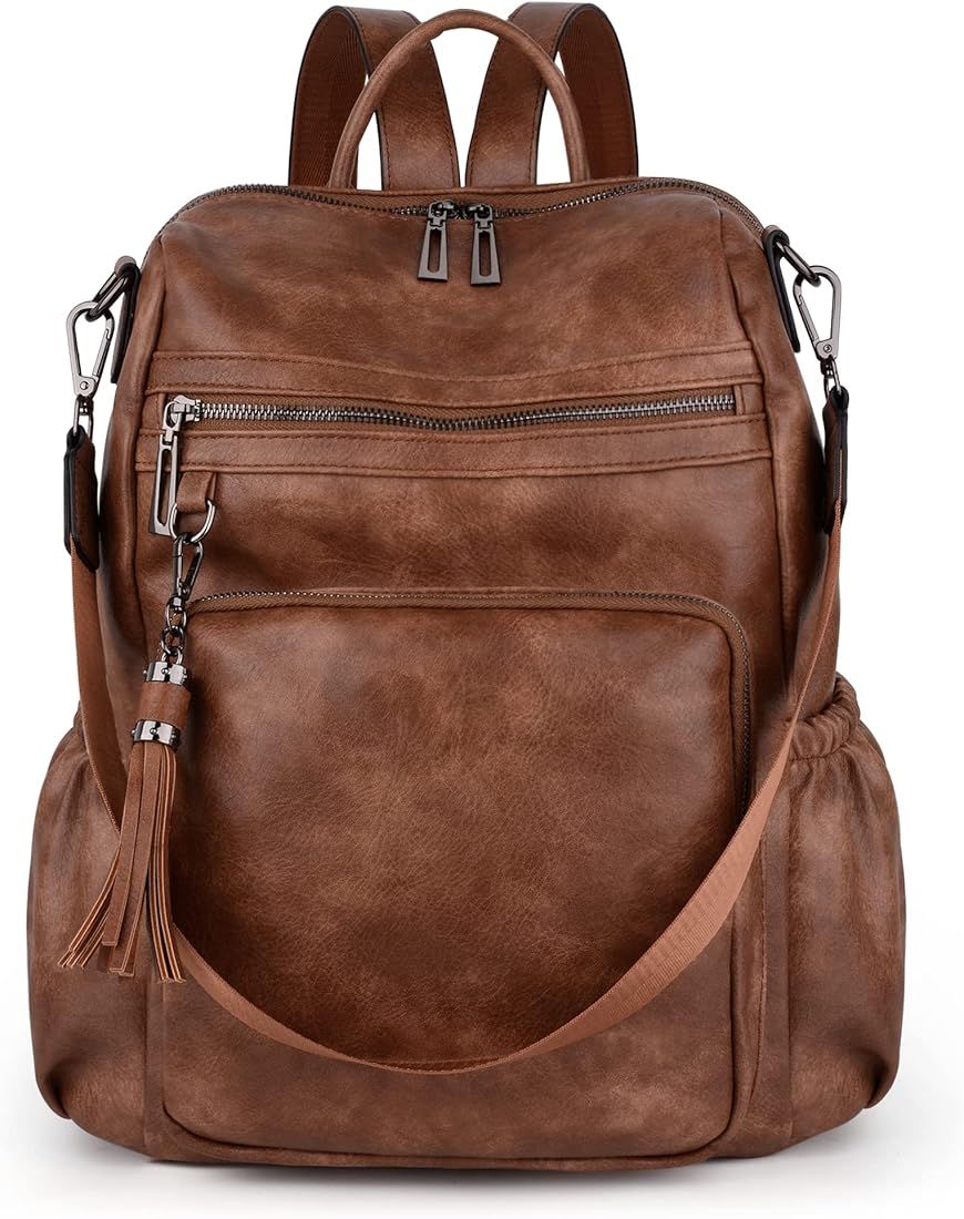 UTO Women Backpack Purse Leather Vegan Ladies Fashion Designer Rucksack Convertible Travel Should... | Amazon (US)