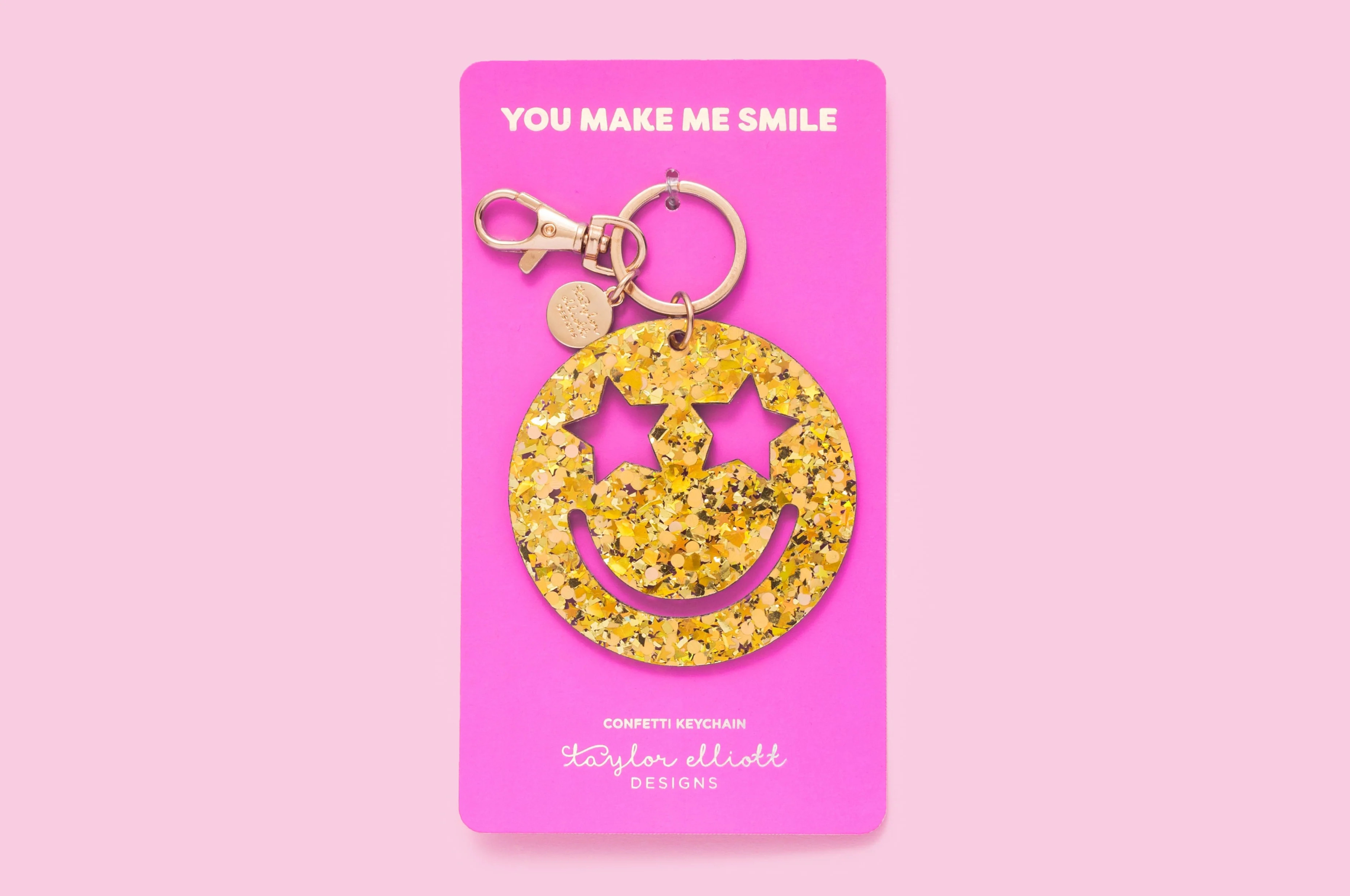 Smiley Stars Confetti Keychain | Taylor Elliott Designs
