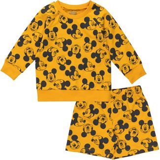 Disney Mickey Mouse Infant Baby Boys French Terry Sweatshirt & Shorts Orange 24 Months | Target