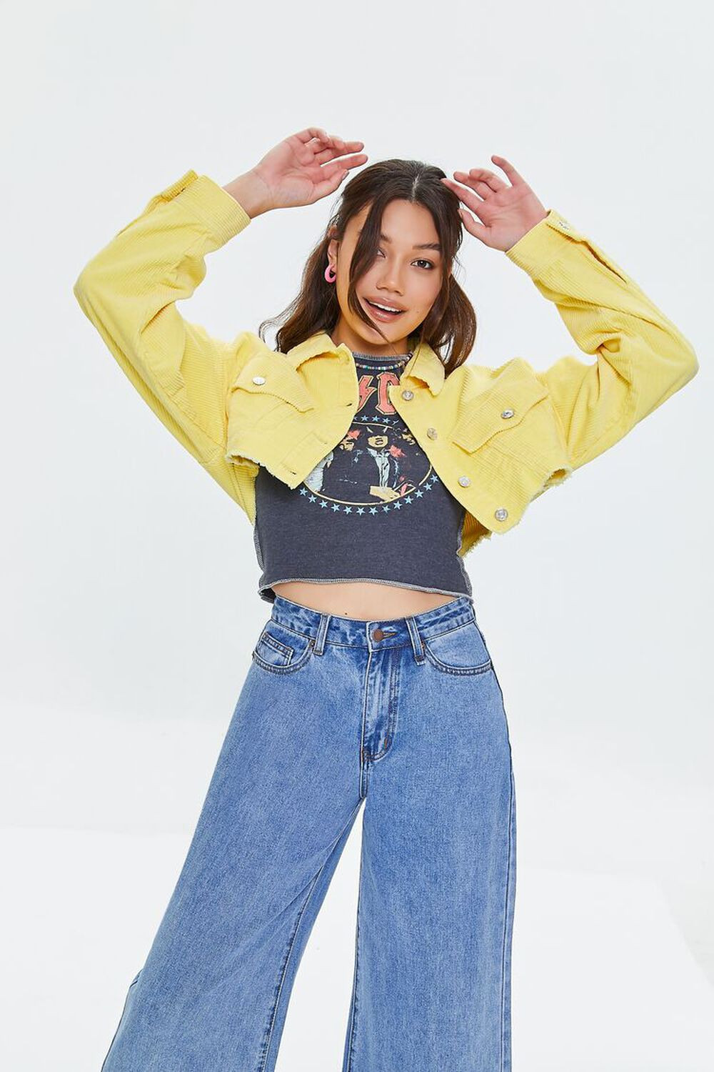 Cropped Frayed Corduroy Jacket | Forever 21 (US)