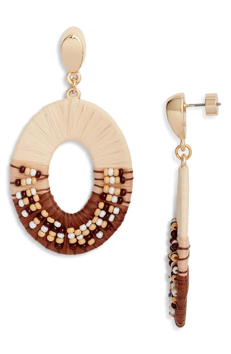 Raffia Beaded Oval Drop Earrings | Nordstrom