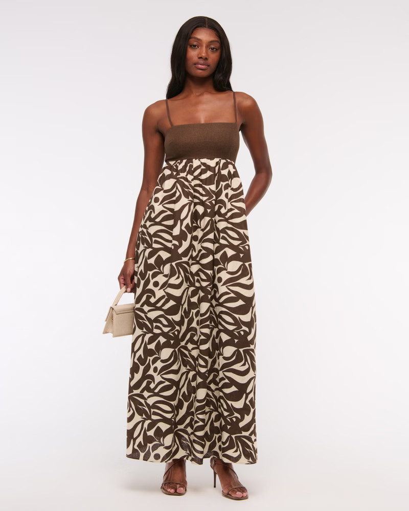 Women's Tie-Back Babydoll Maxi Dress | Women's Dresses & Jumpsuits | Abercrombie.com | Abercrombie & Fitch (US)