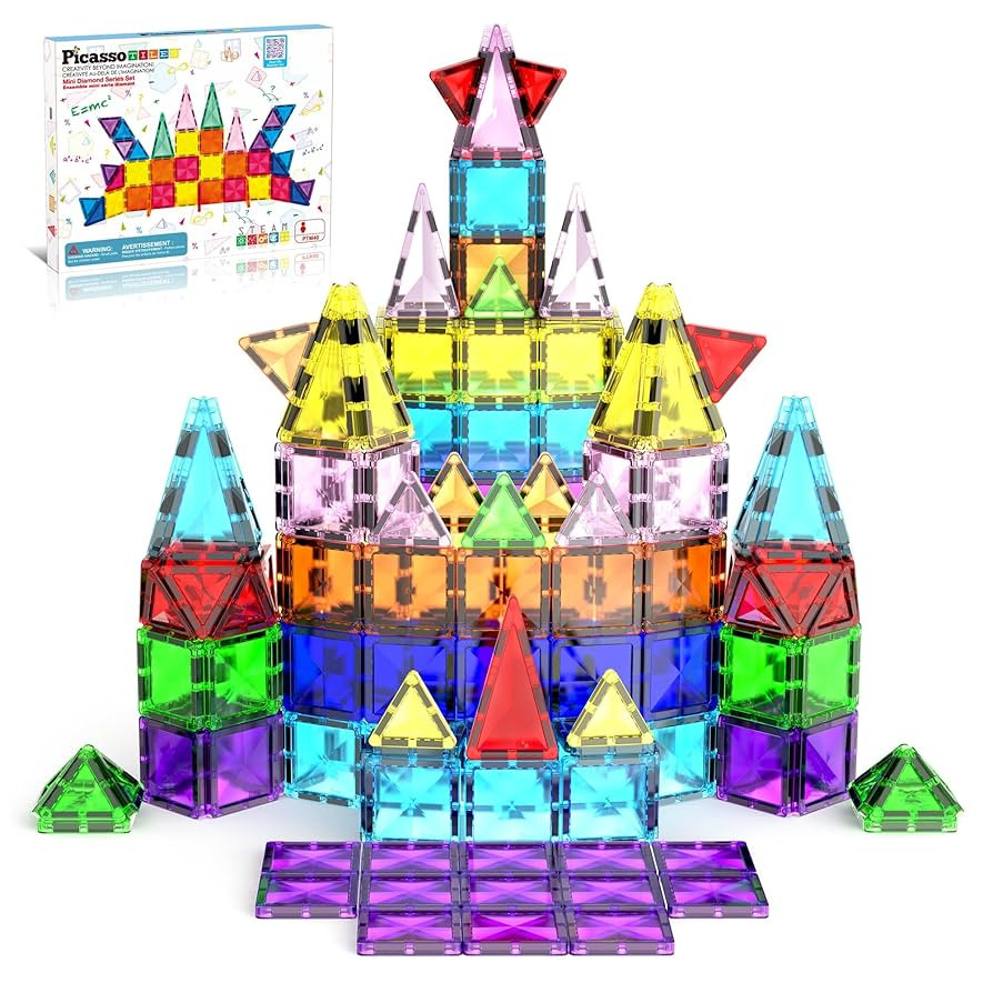 PicassoTiles Magnetic Tiles Building Blocks Mini Size Diamond Series Magnet Toys Travel Size On-T... | Amazon (US)