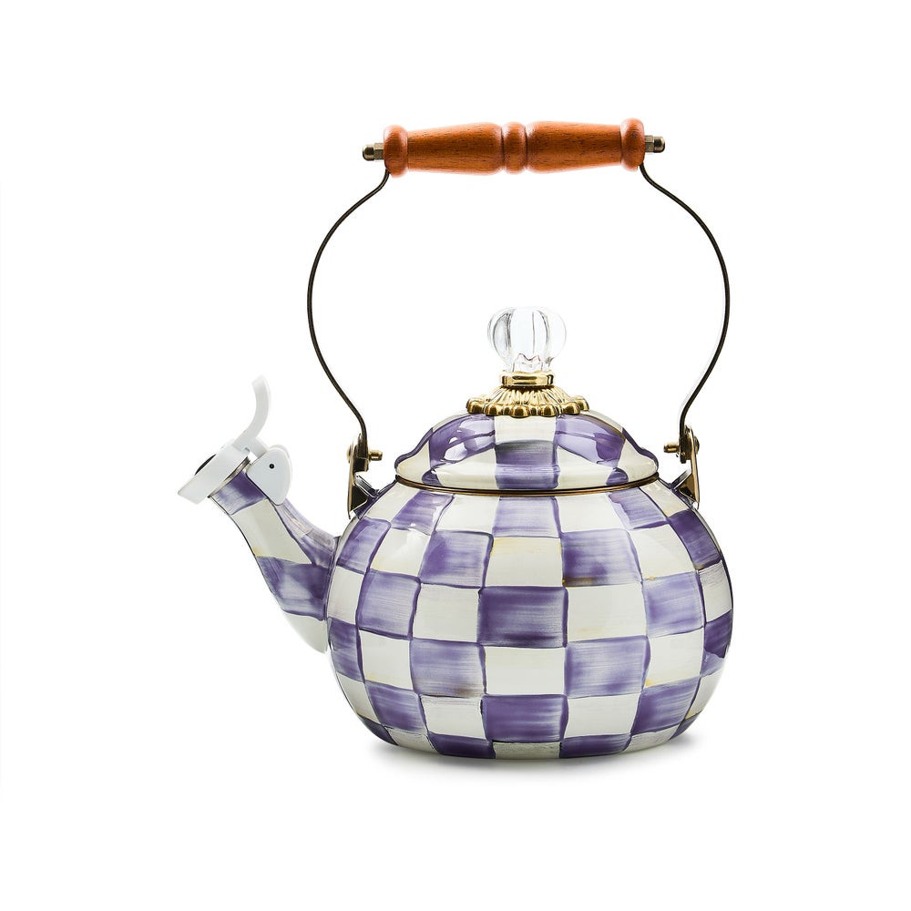 Violet Check Whistling Tea Kettle | MacKenzie-Childs