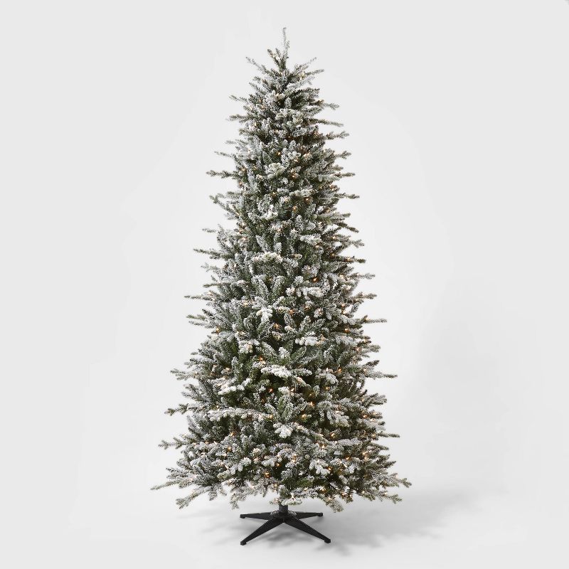 9&#39; Pre-Lit Full Flocked Balsam Fir Artificial Christmas Tree Clear Lights with AutoConnect - ... | Target
