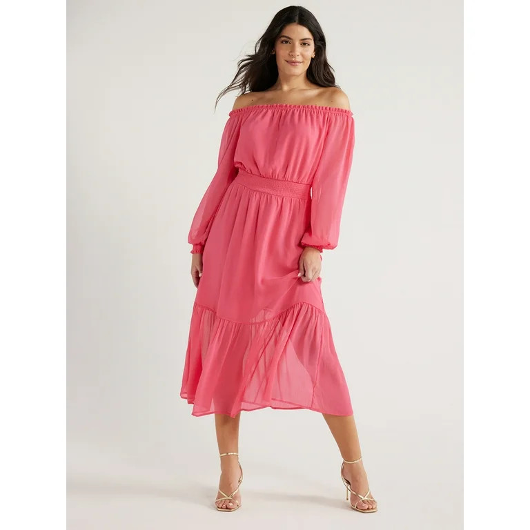 Sofia Jeans Women's Off the Shoulder Dress with Blouson Sleeves, Sizes XS-XXXL - Walmart.com | Walmart (US)