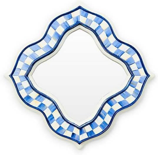 MACKENZIE-CHILDS Quatriflower Small Wall Mirror, Diamond Mirror Wall Decor, Blue-and-White Royal | Amazon (US)
