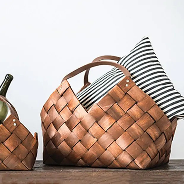 Seagrass Basket with Leather Handles Set of 3 | Antique Farm House