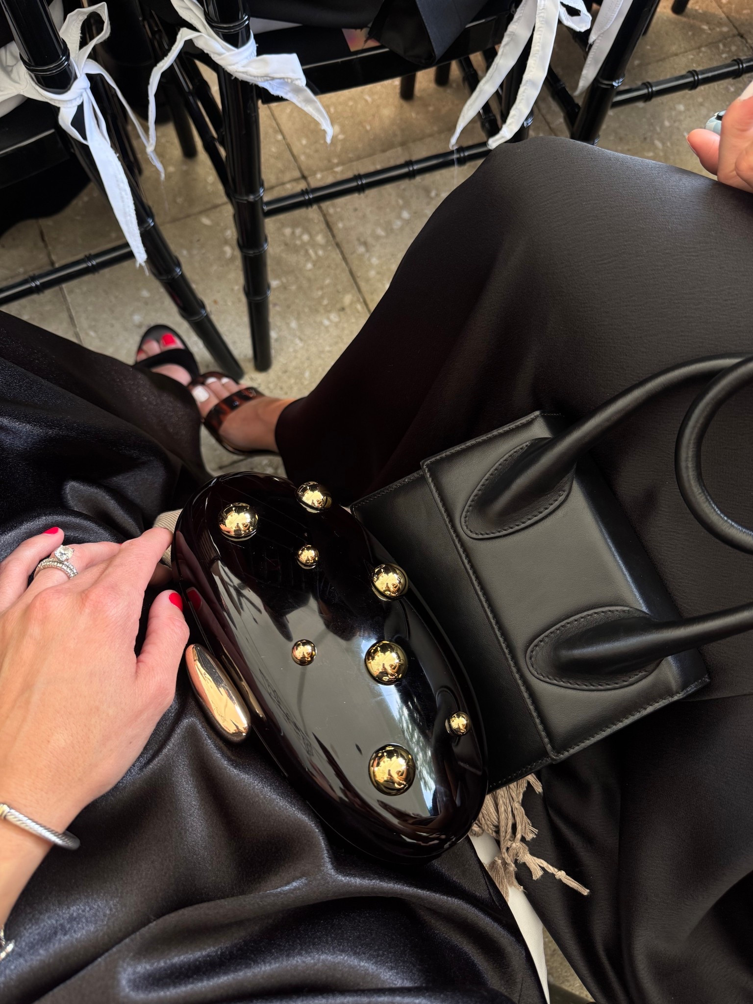 Black tie wedding clutches 