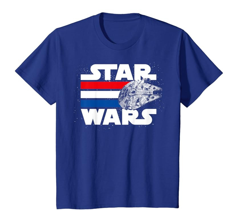 Star Wars Falcon Stripes Red White & Blue July 4th T-Shirt | Amazon (US)