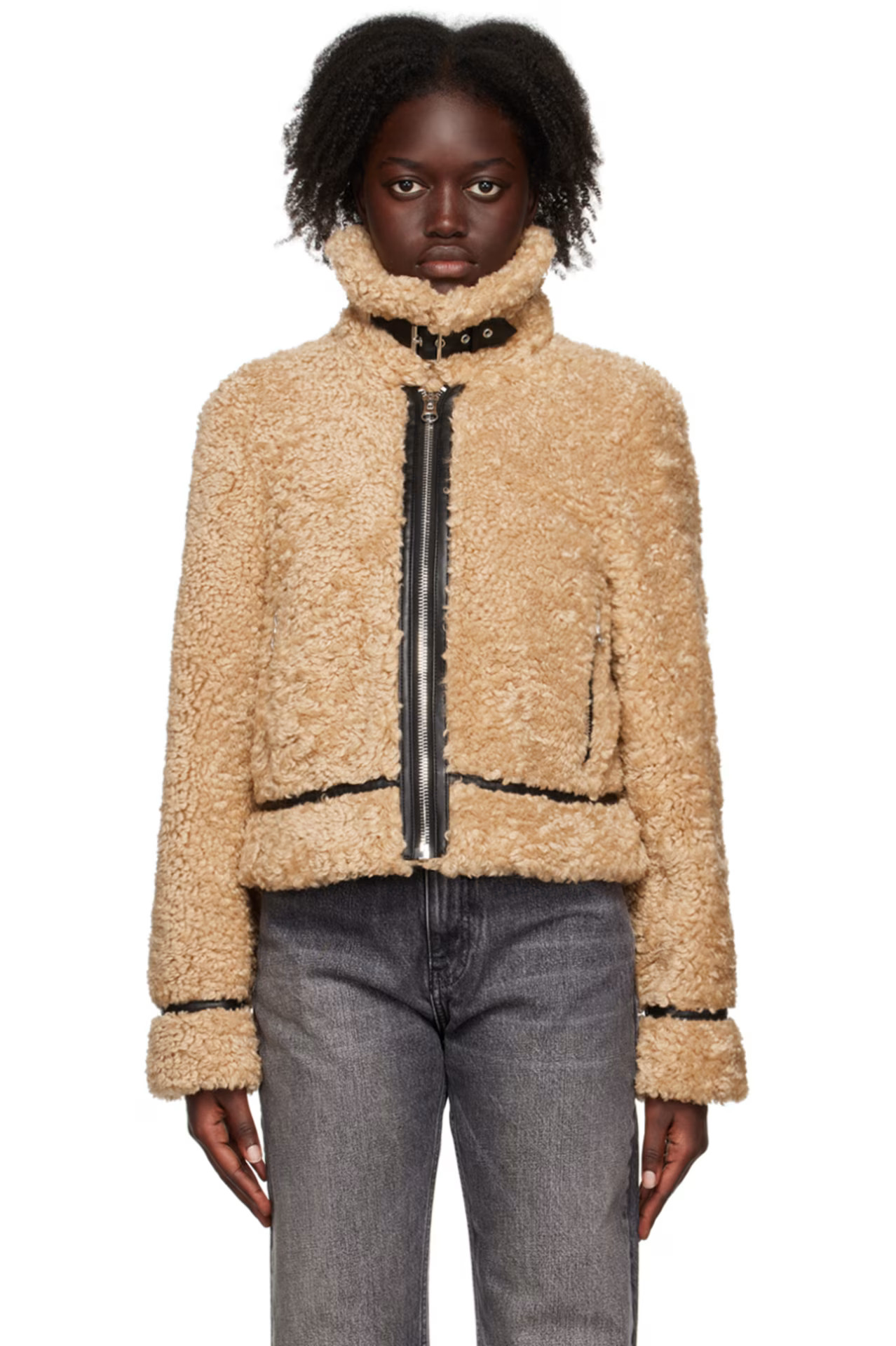 Stand Studio - Tan Audrey Faux-Fur Jacket | SSENSE
